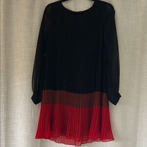 French Connection Black and Red Pleated Cocktail Dress